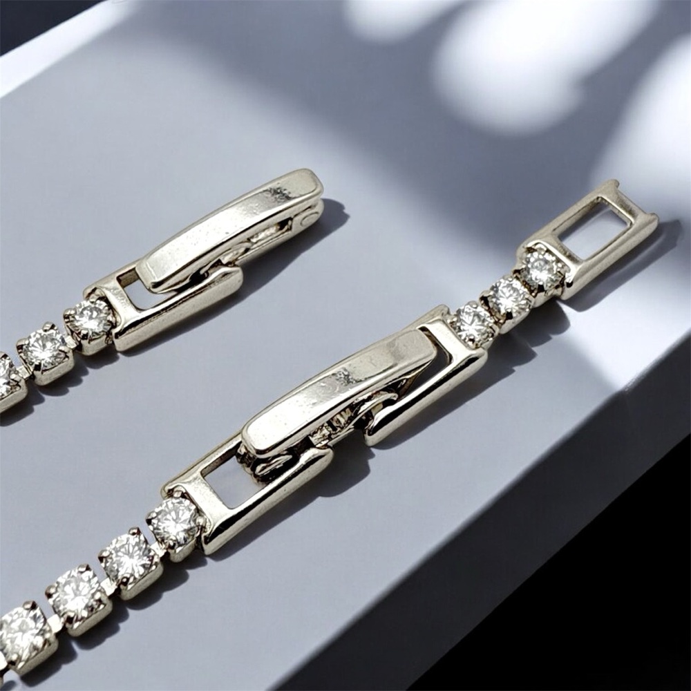Real Zircon Adjustable Tennis Bracelet | Platinum Plated | Waterproof - Picture 6 of 12
